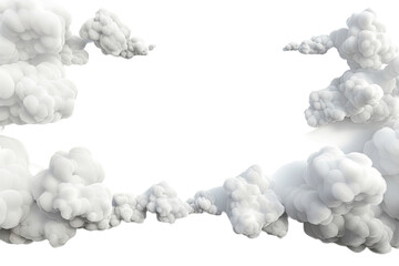 3D Cloud Border Frame Isolated On transparent