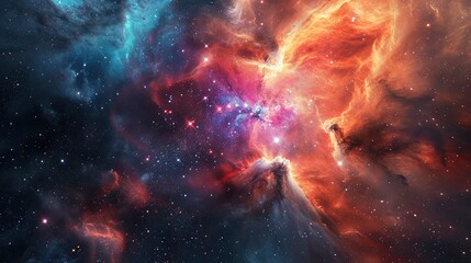 A vibrant and detailed image of a galactic core, showcasing the colorful beauty of a nebula's gas and dust clouds. - obrazy, fototapety, plakaty