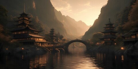 most beautiful place in China, Chinese culture - obrazy, fototapety, plakaty