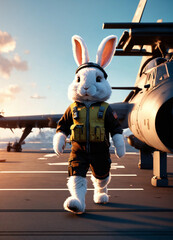 Fototapeta premium bunny with airplane