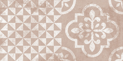 Brown ceramic tile. Digital home decorative art wall tiles design background, kitchen and bathroom...