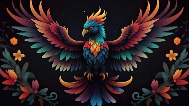 Phoenix with spread wings. Generative AI