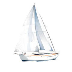sailboat watercolor illustration isolated transparent background
