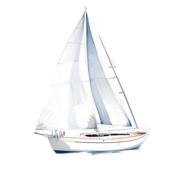 sailboat watercolor illustration isolated transparent background