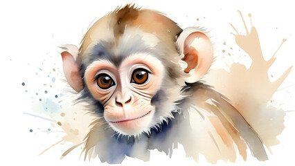 monkey watercolor illustration