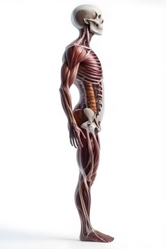 side of full human body anatomy on white background