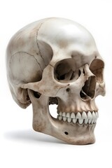 Obraz premium side of full human skull anatomy on white background