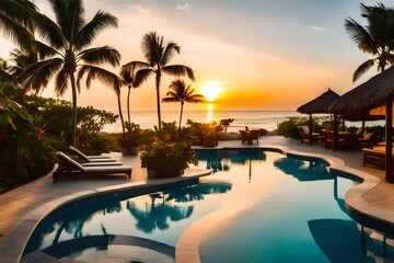 swimming pool at night
