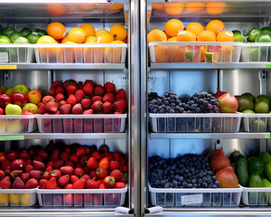 collage of fruits in freezer