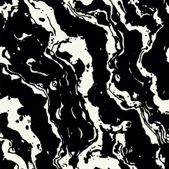 Vector seamless pattern. Abstract striped texture with bold monochrome waves. Creative background with hand drawn blots. Decorative design with distorted effect.