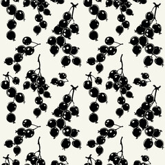 Vector seamless pattern. Modern repeating floral texture. Fancy print with currant berries. Can be used as swatch for illustrator.