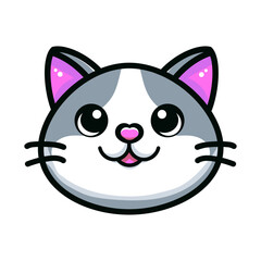 Funny Cat Face flat design. minimal style vector illustration
