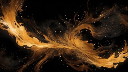 Brown and Golden sparkling abstract background luxury black smoke acrylic paint background