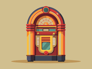 Fashioned retro jukebox in minimalist background. Vibrant color fashioned jukebox. Highly detailed vector illustration.