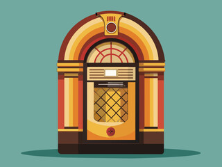 Fashioned retro jukebox in minimalist background. Vibrant color fashioned jukebox. Highly detailed vector illustration.