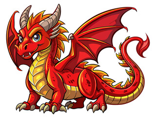 Highly detailed vector of a red dragon.