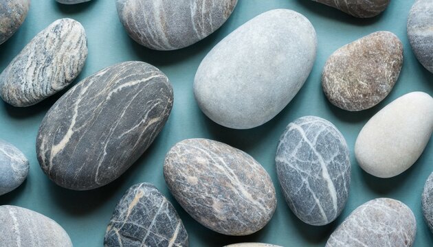 Background with pebbles on blue