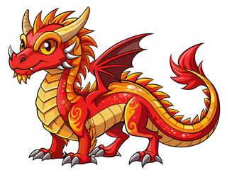 Highly detailed vector of a red dragon.