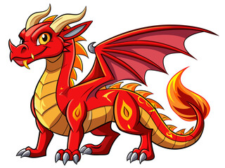 Naklejka premium Highly detailed vector of a red dragon.