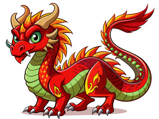 Naklejka premium Highly detailed vector of a red dragon.