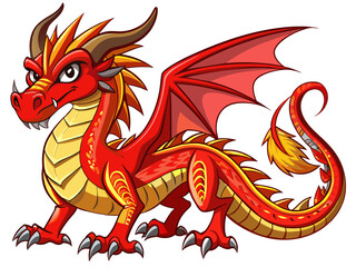 Naklejka premium Highly detailed vector of a red dragon.