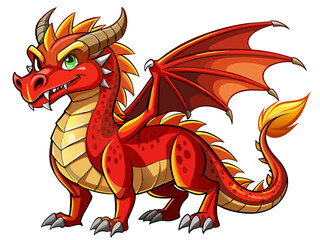 Naklejka premium Highly detailed vector of a red dragon.