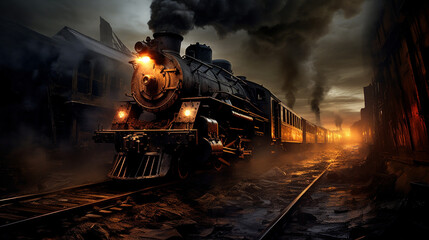 A steam locomotive train painting
