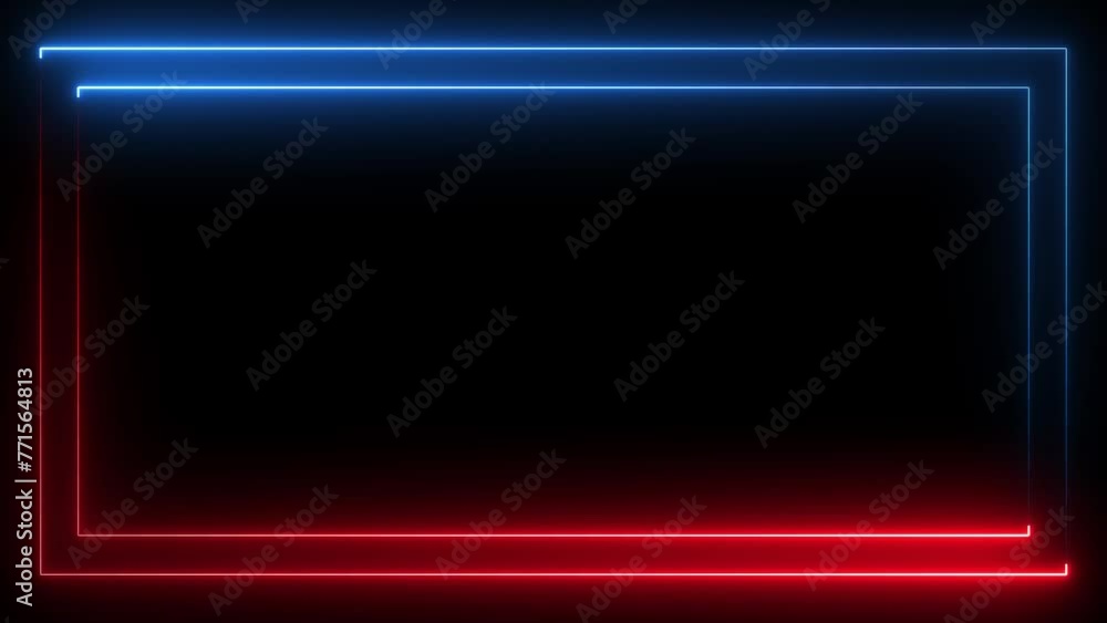 Aufkleber glowing neon rectangular frame on black background. abstract seamless pattern of neon glowing ultrav