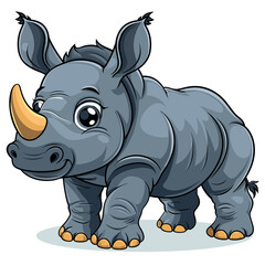 Rhino Cartoon Icon, Isolated Transparent Background Images