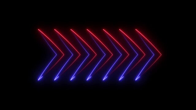 Glowing neon line arrows animation. Animated arrows for the overlay video layer. swipe up animation. Continuous group of arrow blending together and going in one direction.
