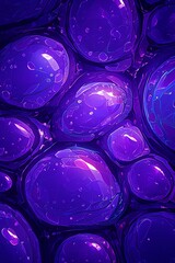 Epithelial cells in organ lining, closeup, rich purple, sharp contrast, bright light
