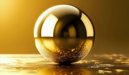 Abstract gold sphere background illustration. AI generated