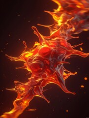 Macrophage phagocytosis, closeup, fiery red engulfing, dark background, sharp focus - obrazy, fototapety, plakaty