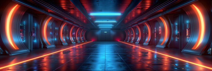 High-tech server room configuration, innovative data center