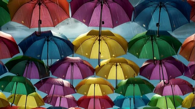 Colorful Umbrella Decorations: Looping Time-Lapse Animation