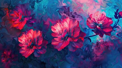 Fototapeta na wymiar Oil painting of flowers on canvas. Abstract colorful background.