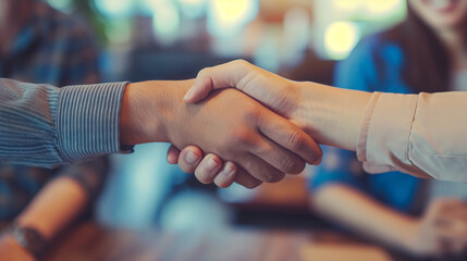 Business concept. Partners shaking hands after business deal. Partners who agree on cooperation. - obrazy, fototapety, plakaty
