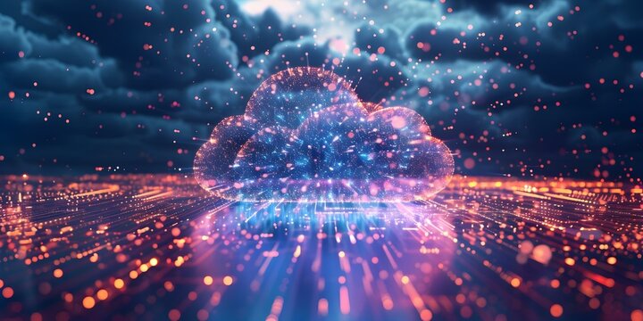 Digital data stream background with global internet communication cloudbased services. Concept Global Internet Communication, Cloud-Based Services, Digital Data Streams, Tech Background