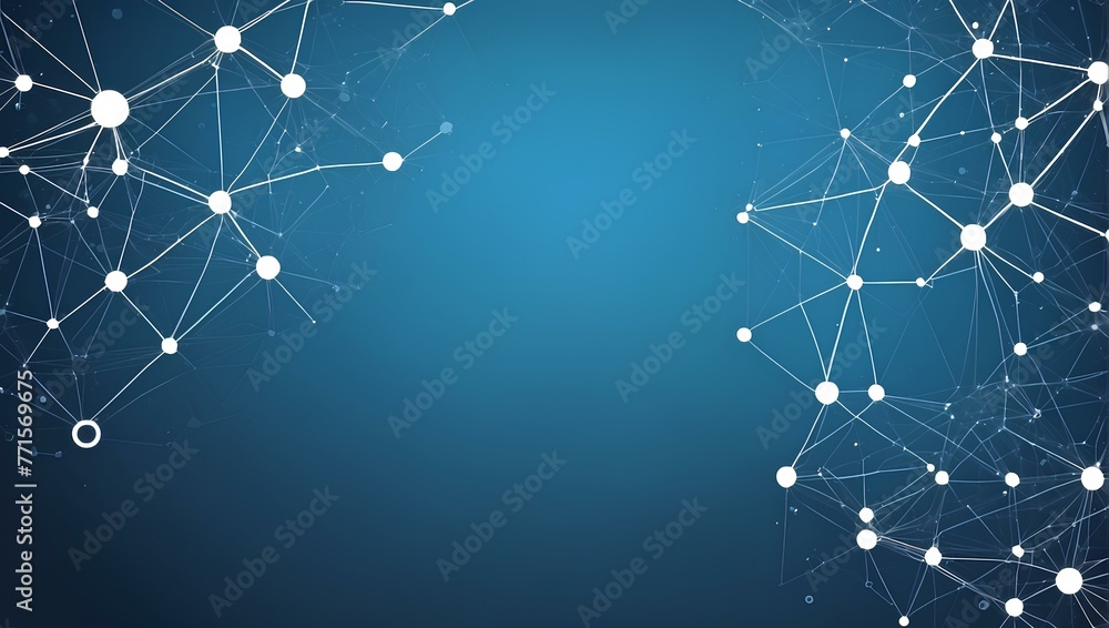 Poster white network on blue background with copy space, space for text and design