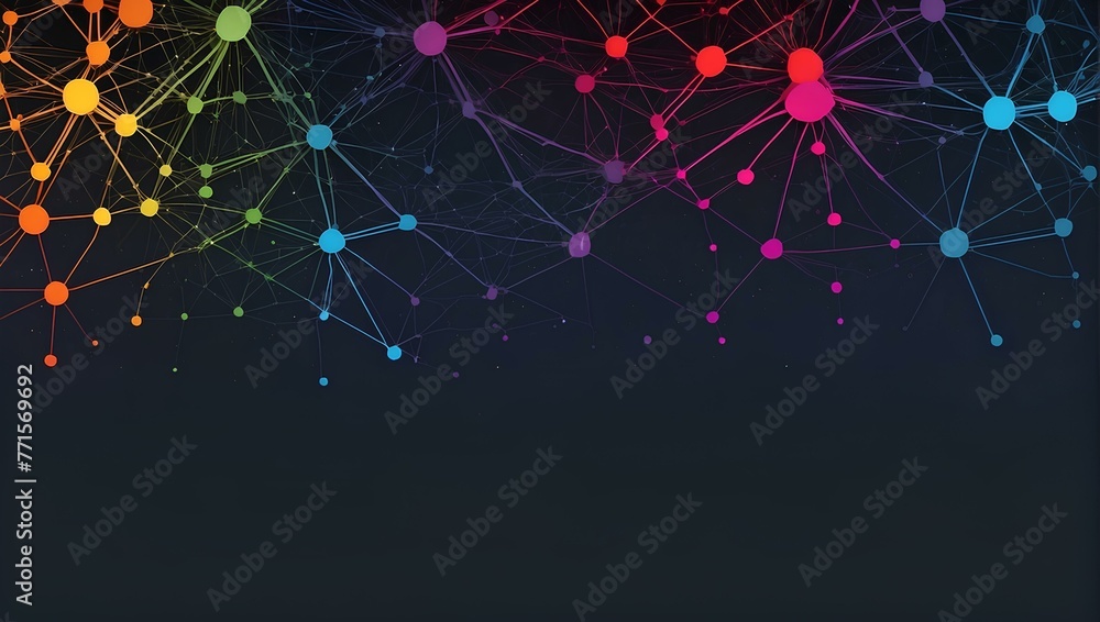Poster colorful network on black background with copy space, space for text and design