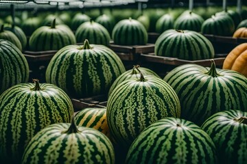 fresh and properly cared for Japanese melons grown on farms or cantaloupe melons grown in...
