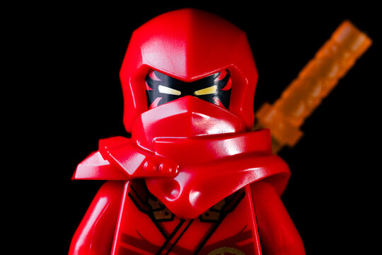 LEGO Ninjago series. Ninja Kai in red suit with sword