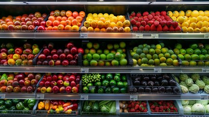 The supermarket's assortment of fresh fruits