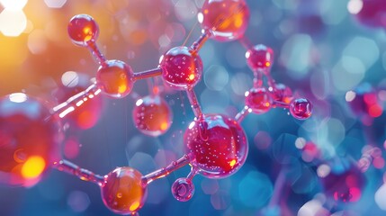 In a scientific laboratory, a close-up of a molecular structure model alongside test tubes illustrates research and development.