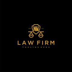 NW initial monogram for lawfirm logo with scales shield image