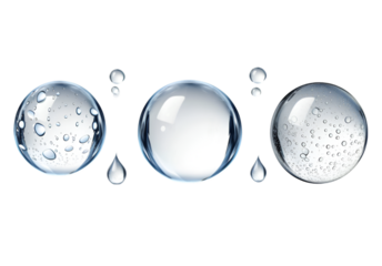 Water drops on transparent background