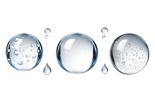 Water drops on transparent background