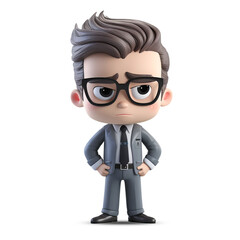 3d cute toy young businessman character act sad