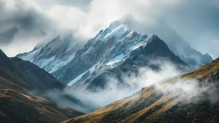 Zelfklevend Fotobehang New Zealand scenic mountain landscape shot at Mount Cook National Park. © Khalif