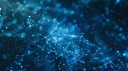 Abstract network connections on a deep blue background. Digital concept for technology and connectivity. Ideal for backgrounds or wallpapers. AI